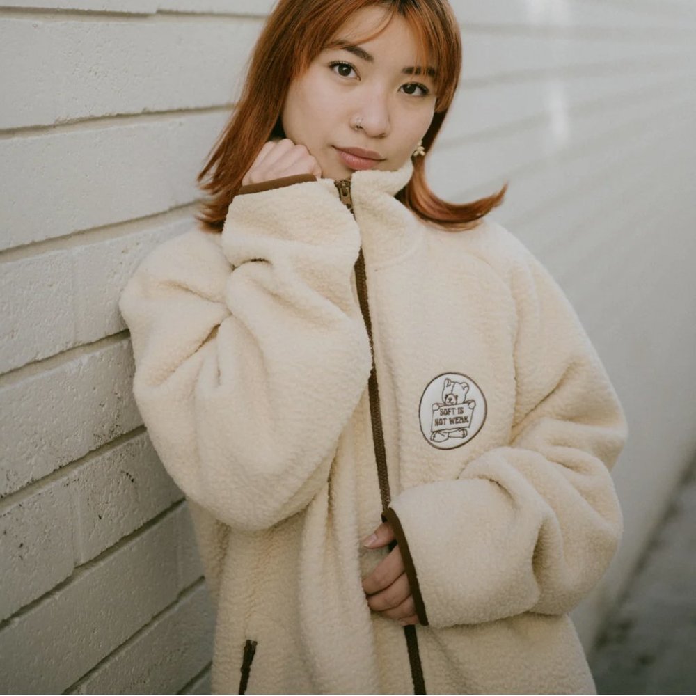 Soft Is Not Weak Over-Sized Fleece Zip-Up